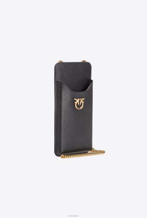 Microlove-Taschen | Pinko Schwarz-Antikgold Smartphone-Halter aus LederZ4ZP1238