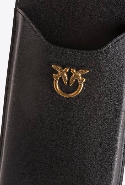 Microlove-Taschen | Pinko Schwarz-Antikgold Smartphone-Halter aus LederZ4ZP1238