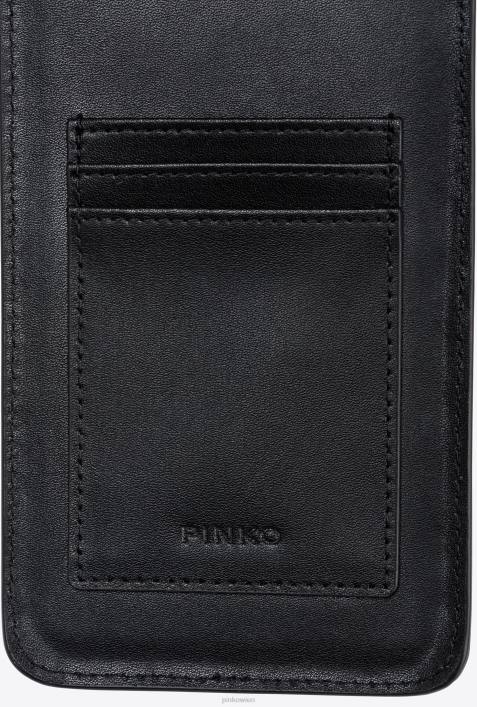 Microlove-Taschen | Pinko Schwarz-Antikgold Smartphone-Halter aus LederZ4ZP1238