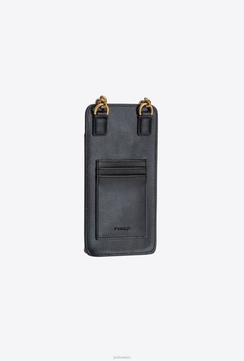 Microlove-Taschen | Pinko Schwarz-Antikgold Smartphone-Halter aus LederZ4ZP1241