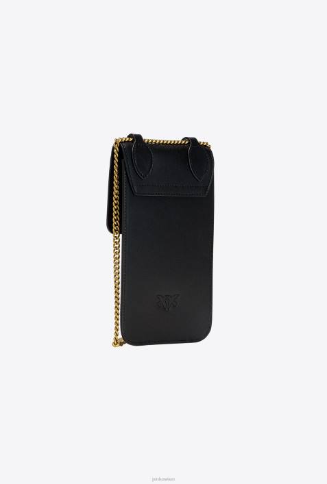 Microlove-Taschen | Pinko Schwarz-Antikgold Smartphone-Halter aus LederZ4ZP1246