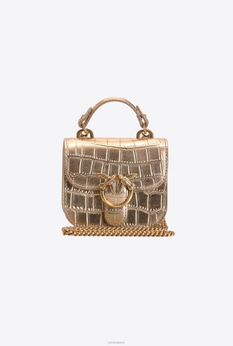 Microlove-Taschen | Pinko antikes Gold Micro Love Bag Bell KrokoZ4ZP1237