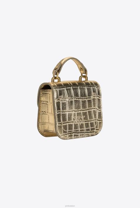 Microlove-Taschen | Pinko antikes Gold Micro Love Bag Bell KrokoZ4ZP1237