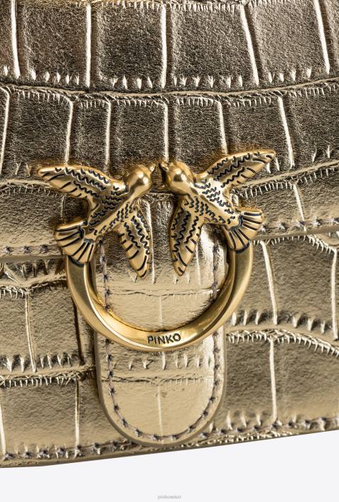 Microlove-Taschen | Pinko antikes Gold Micro Love Bag Bell KrokoZ4ZP1237