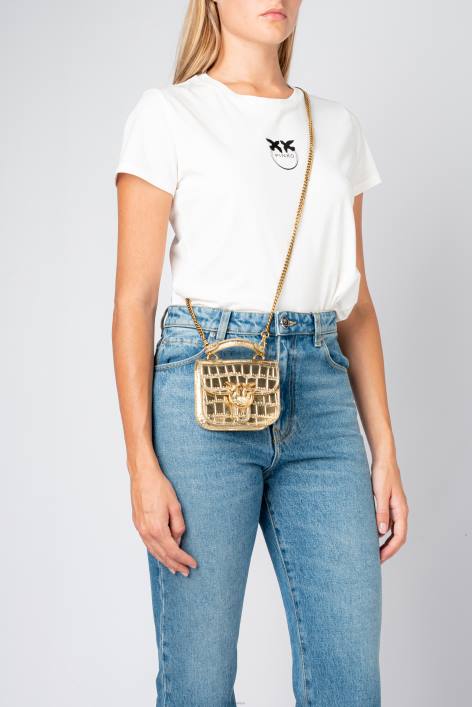 Microlove-Taschen | Pinko antikes Gold Micro Love Bag Bell KrokoZ4ZP1237