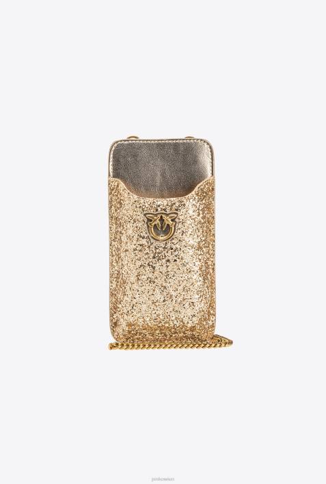 Microlove-Taschen | Pinko antikes Gold glitzernder Smartphone-HalterZ4ZP1244