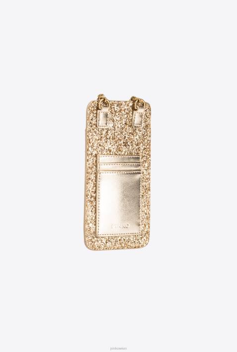 Microlove-Taschen | Pinko antikes Gold glitzernder Smartphone-HalterZ4ZP1244