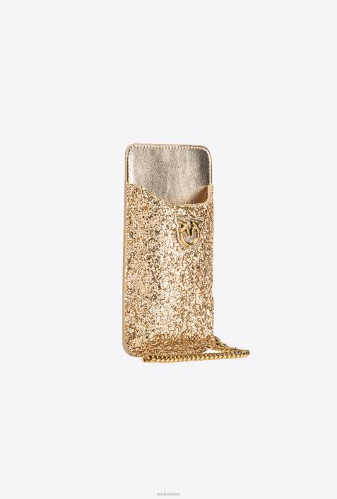 Microlove-Taschen | Pinko antikes Gold glitzernder Smartphone-HalterZ4ZP1244