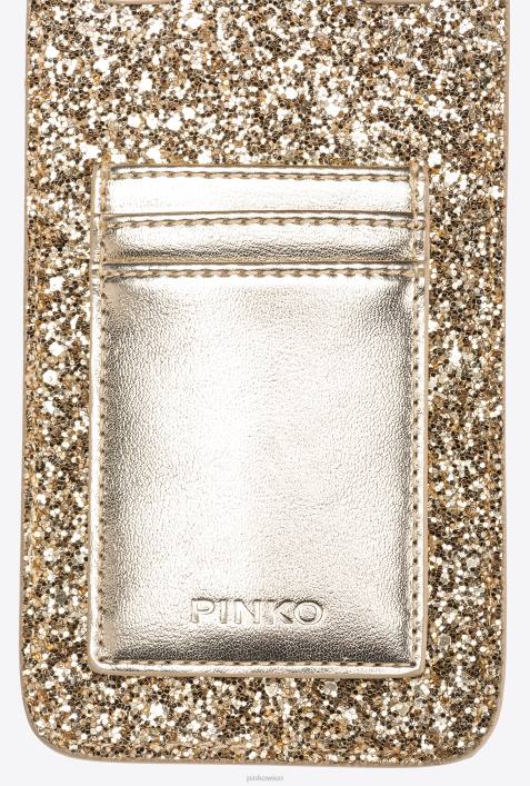 Microlove-Taschen | Pinko antikes Gold glitzernder Smartphone-HalterZ4ZP1244