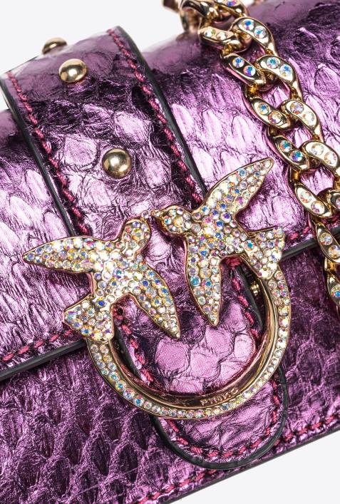 Microlove-Taschen | Pinko lila-glänzendes Gold Galleria laminierte Reptilien-Micro-Love-Bag OneZ4ZP1234