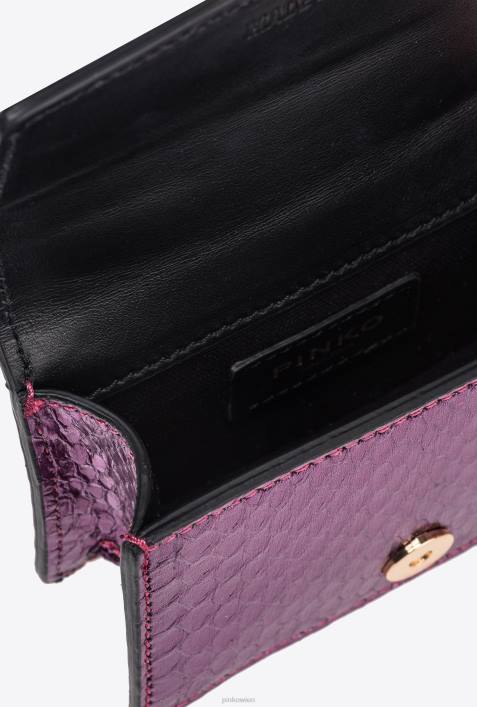 Microlove-Taschen | Pinko lila-glänzendes Gold Galleria laminierte Reptilien-Micro-Love-Bag OneZ4ZP1234