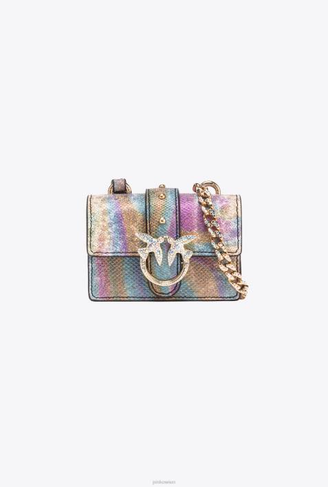 Microlove-Taschen | Pinko mehrfarbig-glänzendes Gold Galleria Multicolour Reptile Micro Love Bag OneZ4ZP1256