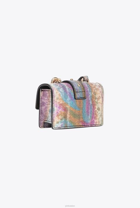 Microlove-Taschen | Pinko mehrfarbig-glänzendes Gold Galleria Multicolour Reptile Micro Love Bag OneZ4ZP1256