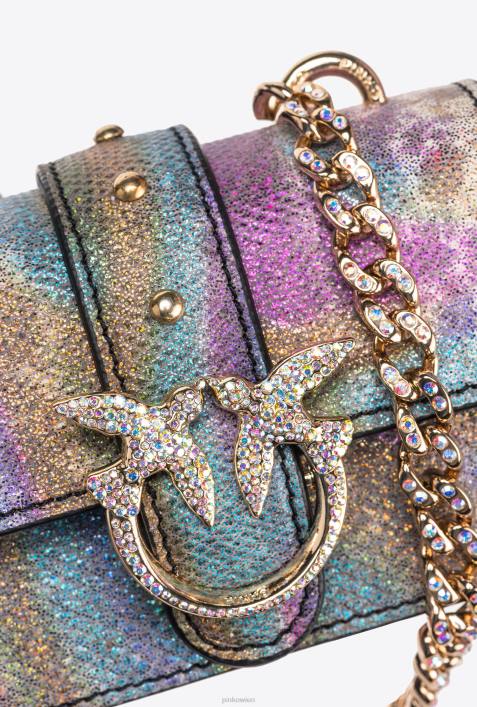 Microlove-Taschen | Pinko mehrfarbig-glänzendes Gold Galleria Multicolour Reptile Micro Love Bag OneZ4ZP1256