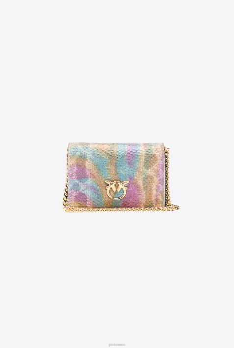 Microlove-Taschen | Pinko mehrfarbig-glänzendes Gold Galleria mehrfarbiges Kartenetui aus Reptilienleder mit SchulterriemenZ4ZP1165