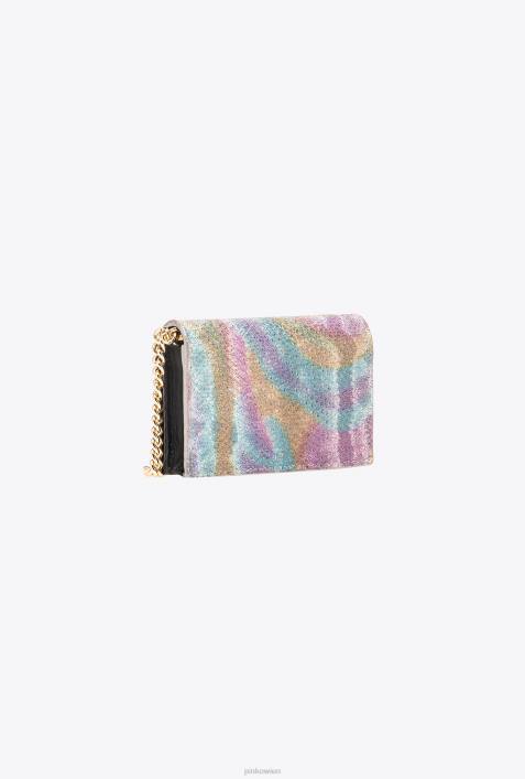 Microlove-Taschen | Pinko mehrfarbig-glänzendes Gold Galleria mehrfarbiges Kartenetui aus Reptilienleder mit SchulterriemenZ4ZP1165