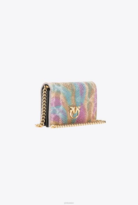 Microlove-Taschen | Pinko mehrfarbig-glänzendes Gold Galleria mehrfarbiges Kartenetui aus Reptilienleder mit SchulterriemenZ4ZP1165