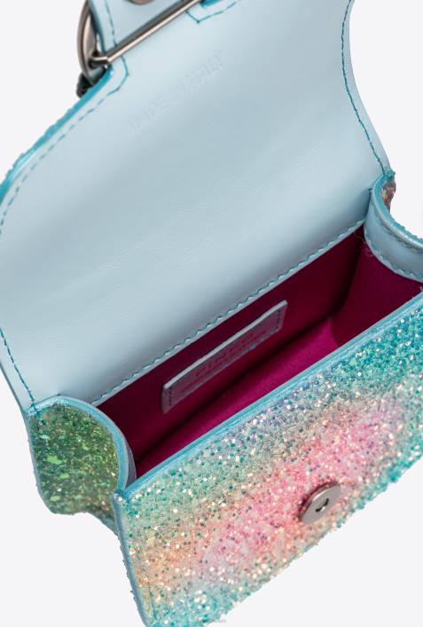 Microlove-Taschen | Pinko mehrfarbiges Grün-Altsilber Galleria Glitter Micro Love Bag BellZ4ZP1231