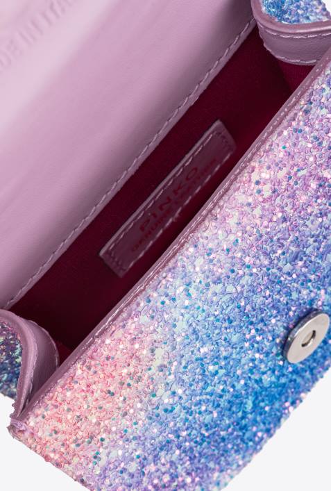 Microlove-Taschen | Pinko mehrfarbiges Rosa-Altsilber Galleria Glitter Micro Love Bag BellZ4ZP1232