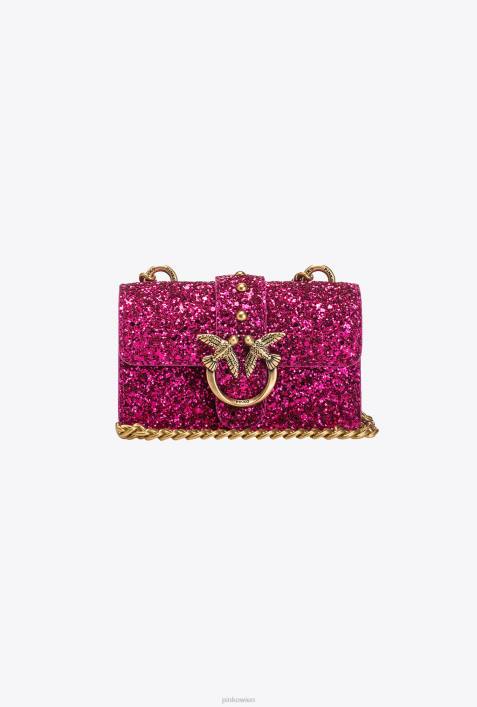 Microlove-Taschen | Pinko rosa-antikgold Micro Love Bag mit körnigem GlitzerZ4ZP1209