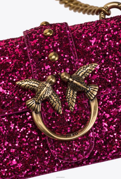 Microlove-Taschen | Pinko rosa-antikgold Micro Love Bag mit körnigem GlitzerZ4ZP1209