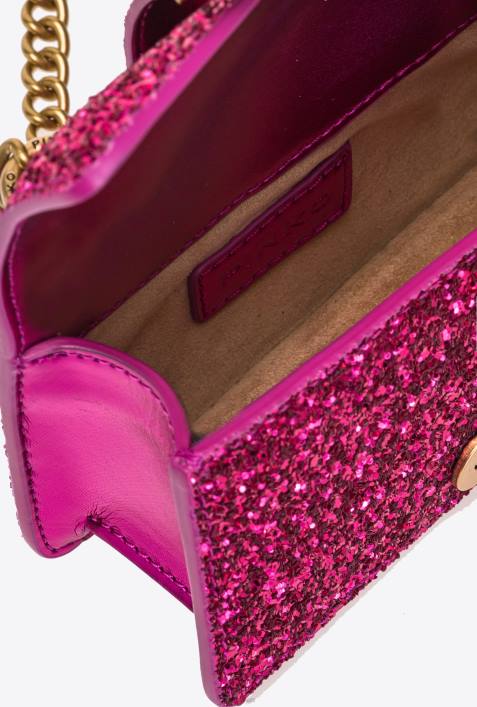 Microlove-Taschen | Pinko rosa-antikgold Micro Love Bag mit körnigem GlitzerZ4ZP1209