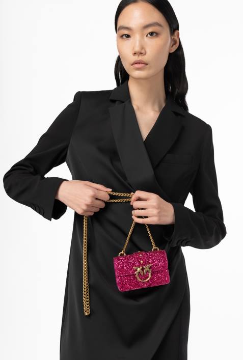 Microlove-Taschen | Pinko rosa-antikgold Micro Love Bag mit körnigem GlitzerZ4ZP1209