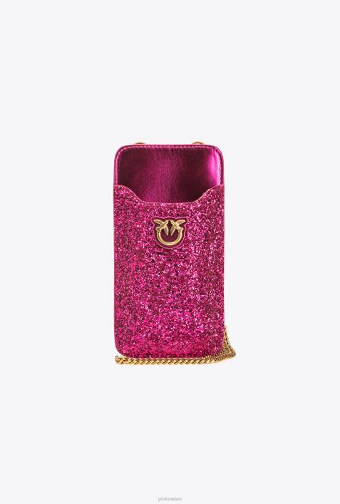 Microlove-Taschen | Pinko rosa-antikgold glitzernder Smartphone-HalterZ4ZP1245
