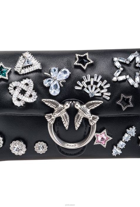Microlove-Taschen | Pinko schwarz-altsilber Micro-Love-Bag-Puff-Fancy-PinsZ4ZP1255