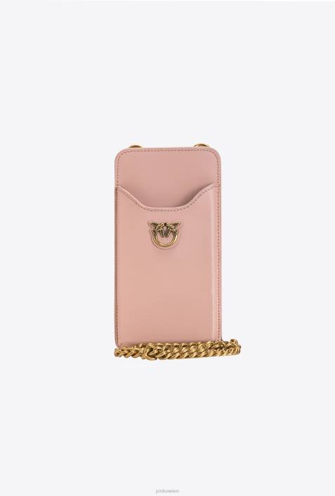 Microlove-Taschen | Pinko staubiges Rosa-Antikgold Smartphone-Halter aus LederZ4ZP1243