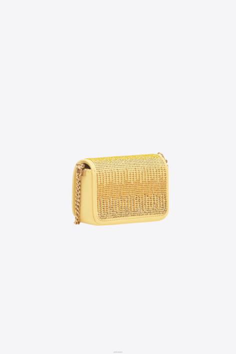 Microlove-Taschen | Pinko wässriges Gelb-Antikgold Micro Love Bag Click voller StrassZ4ZP1220