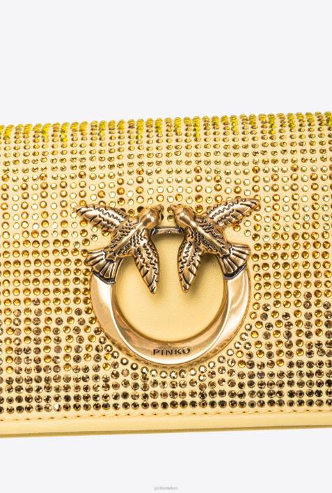 Microlove-Taschen | Pinko wässriges Gelb-Antikgold Micro Love Bag Click voller StrassZ4ZP1220