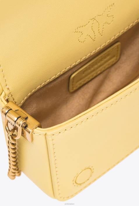 Microlove-Taschen | Pinko wässriges Gelb-Antikgold Micro Love Bag Click voller StrassZ4ZP1220