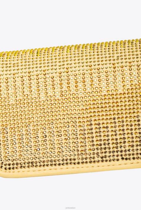 Microlove-Taschen | Pinko wässriges Gelb-Antikgold Micro Love Bag Click voller StrassZ4ZP1220
