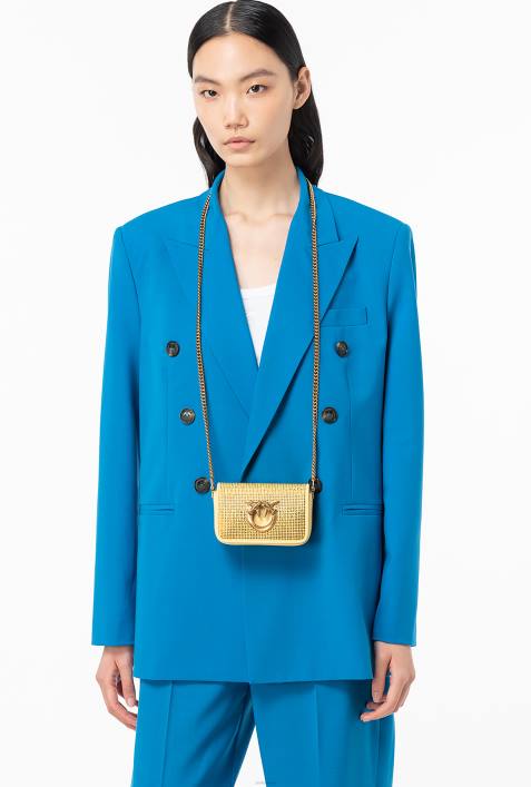 Microlove-Taschen | Pinko wässriges Gelb-Antikgold Micro Love Bag Click voller StrassZ4ZP1220