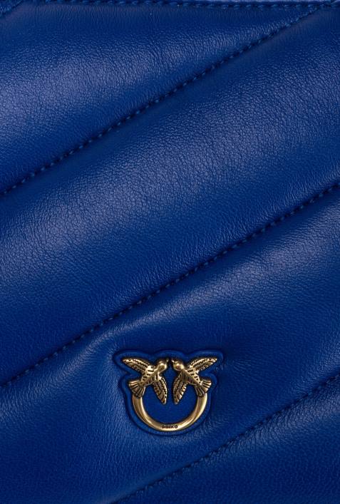 Umhängetaschen | Pinko Clematis blau-antikgold Flache Tasche aus gestepptem NappalederZ4ZP1192