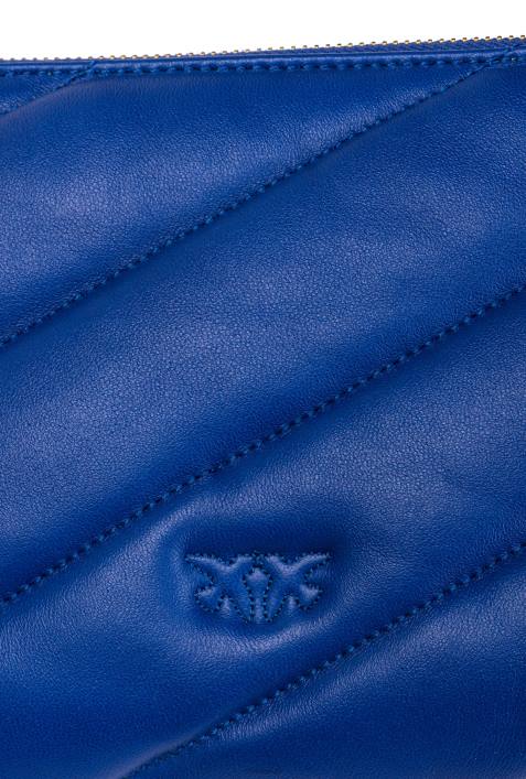 Umhängetaschen | Pinko Clematis blau-antikgold Flache Tasche aus gestepptem NappalederZ4ZP1192