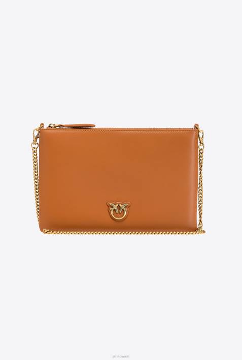Umhängetaschen | Pinko Cognac-Antikgold flache Lovebag einfachZ4ZP1191