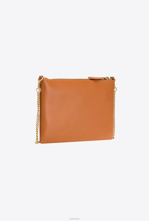 Umhängetaschen | Pinko Cognac-Antikgold flache Lovebag einfachZ4ZP1191