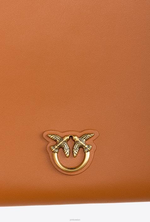 Umhängetaschen | Pinko Cognac-Antikgold flache Lovebag einfachZ4ZP1191
