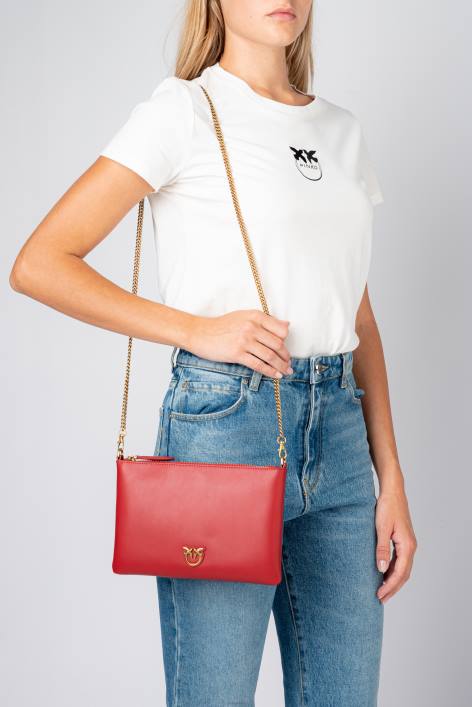 Umhängetaschen | Pinko Rubinrot-Antikgold flache Lovebag einfachZ4ZP1188