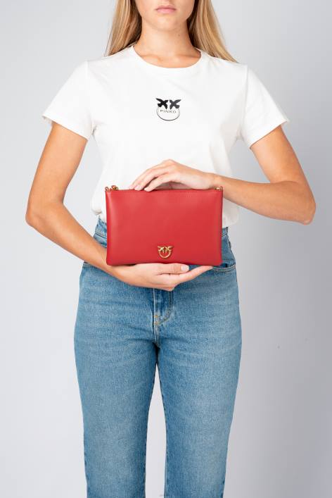 Umhängetaschen | Pinko Rubinrot-Antikgold flache Lovebag einfachZ4ZP1188
