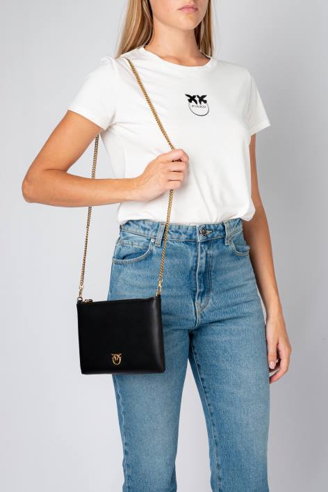 Umhängetaschen | Pinko Schwarz-Antikgold flache Lovebag einfachZ4ZP1189