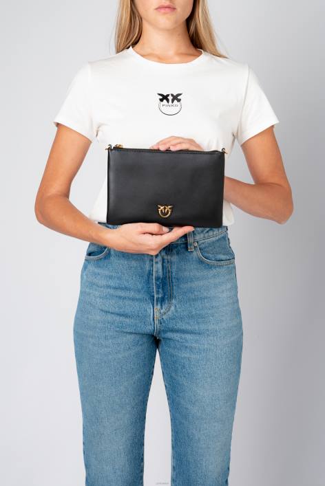 Umhängetaschen | Pinko Schwarz-Antikgold flache Lovebag einfachZ4ZP1189