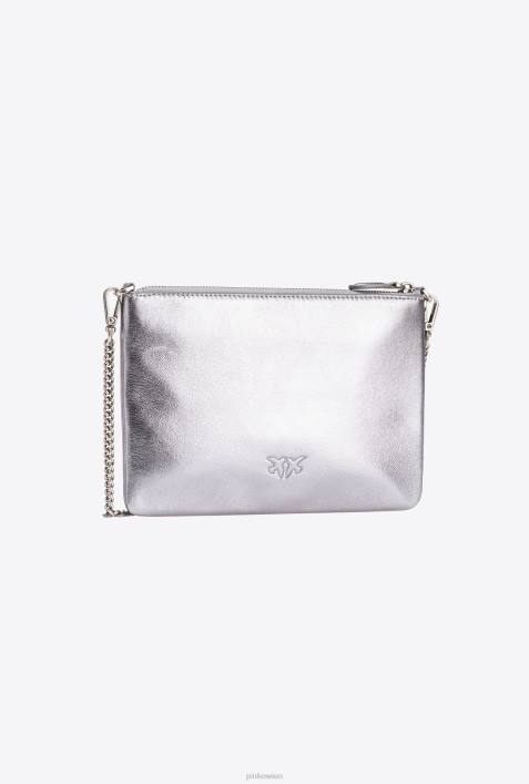 Umhängetaschen | Pinko Silber-Altsilber folierte klassische flache LiebestascheZ4ZP1195