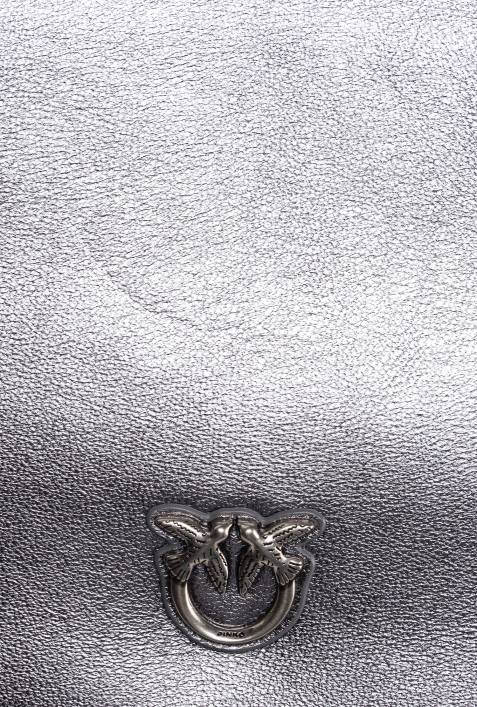 Umhängetaschen | Pinko Silber-Altsilber folierte klassische flache LiebestascheZ4ZP1195