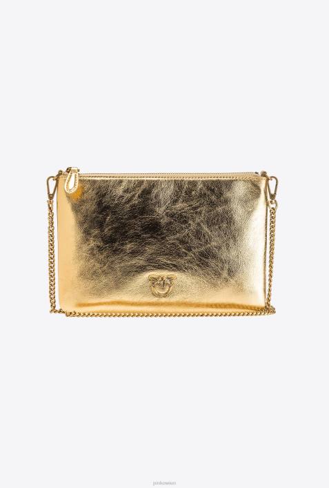 Umhängetaschen | Pinko antikes Gold folierte klassische flache LiebestascheZ4ZP1196