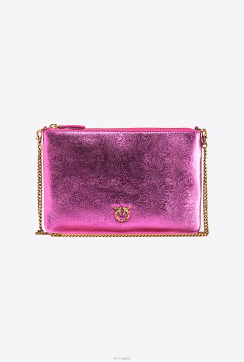 Umhängetaschen | Pinko rosa-antikgold folierte klassische flache LiebestascheZ4ZP1197