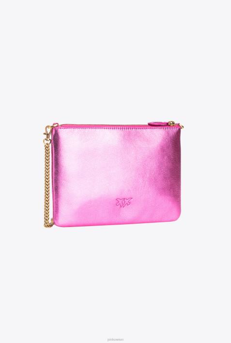Umhängetaschen | Pinko rosa-antikgold folierte klassische flache LiebestascheZ4ZP1197