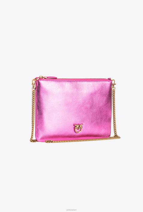 Umhängetaschen | Pinko rosa-antikgold folierte klassische flache LiebestascheZ4ZP1197